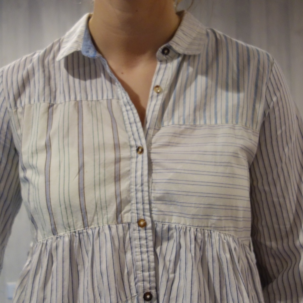 Eclectic striped Anthropologie button down blouse